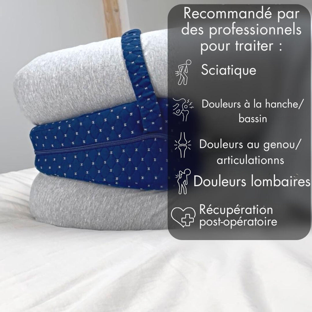 Oreiller d’alignement Ergosanté™ – Soulage les douleurs à la hanche et au dos pour les dormeurs sur le côté