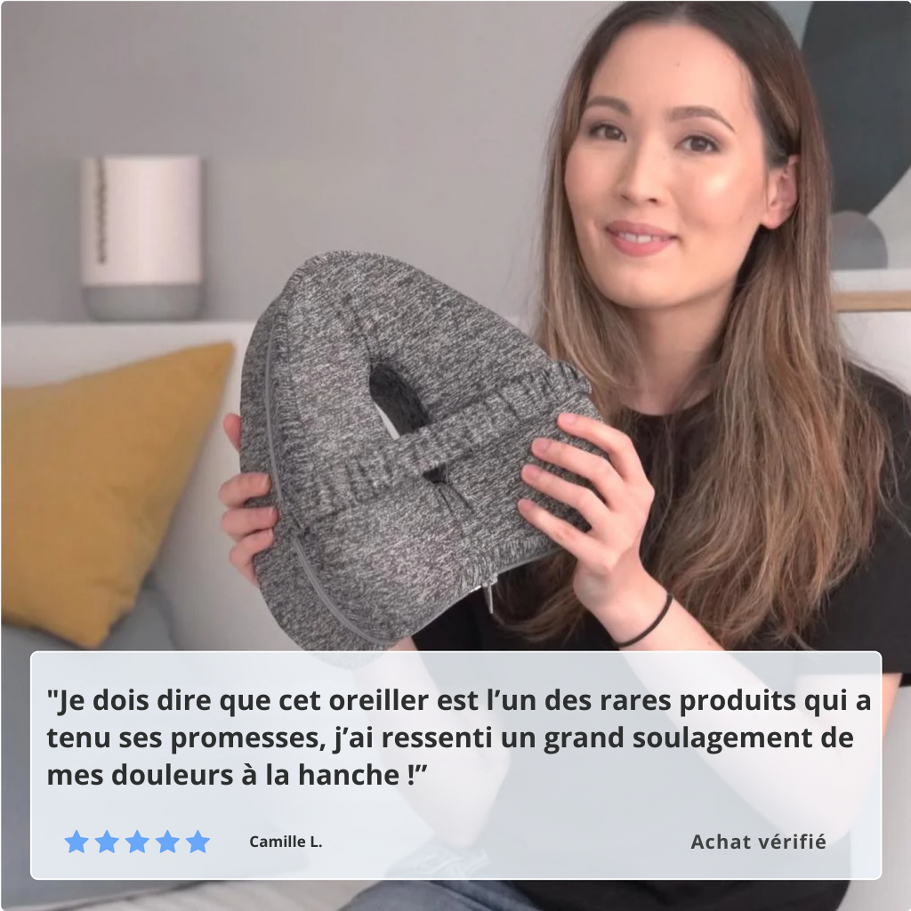 Oreiller d’alignement Ergosanté™ – Soulage les douleurs à la hanche et au dos pour les dormeurs sur le côté